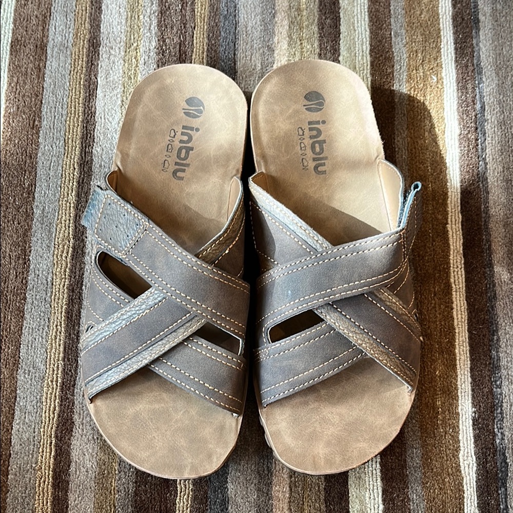 NWOT - MENS INBLUE BROWN LEATHER SANDAL